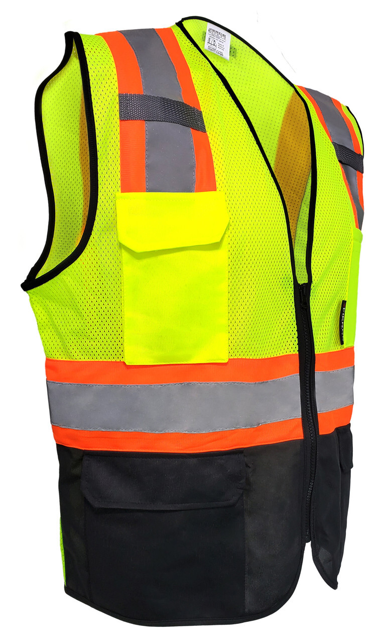 Fierce Safety Surveyors Class 2 Meshed Vest with Orange Trim and Black Bottom