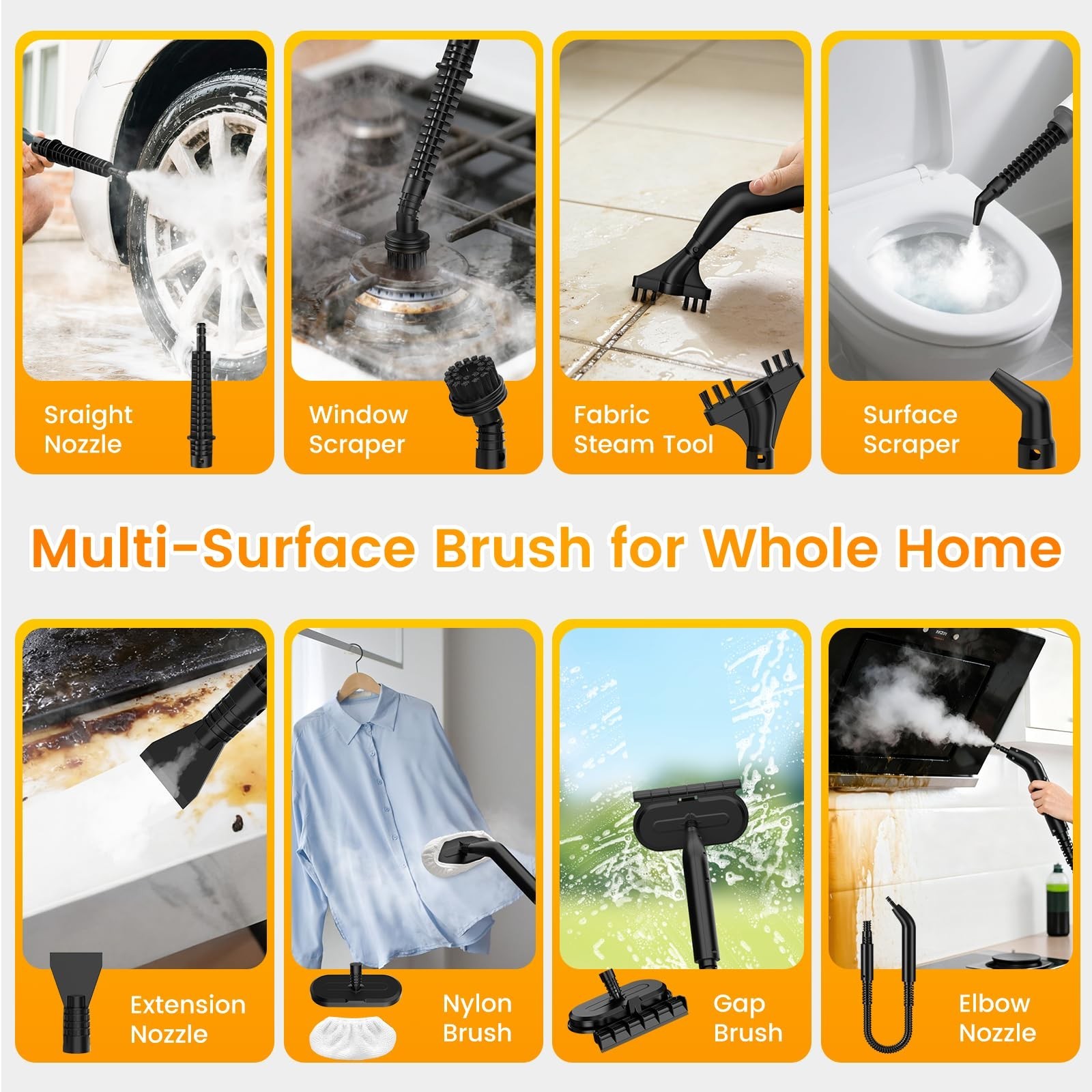 Adjustable Handheld Steam Cleaner for Home,2 Steam Levels | 450mL detachable …