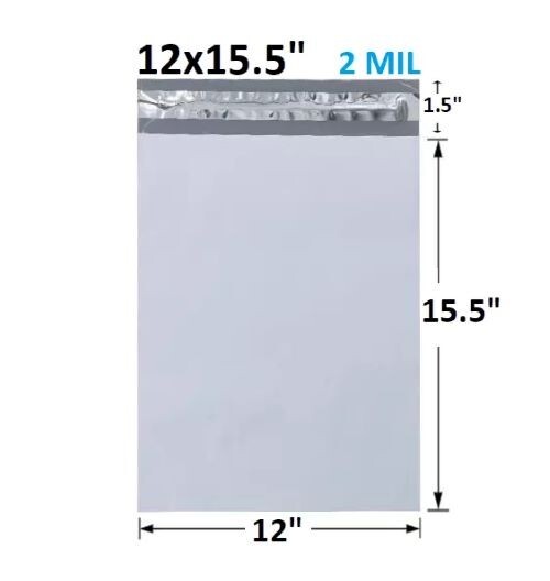 12×15.5» Poly Mailers Shipping Envelopes Self Sealing 2.5 Mil