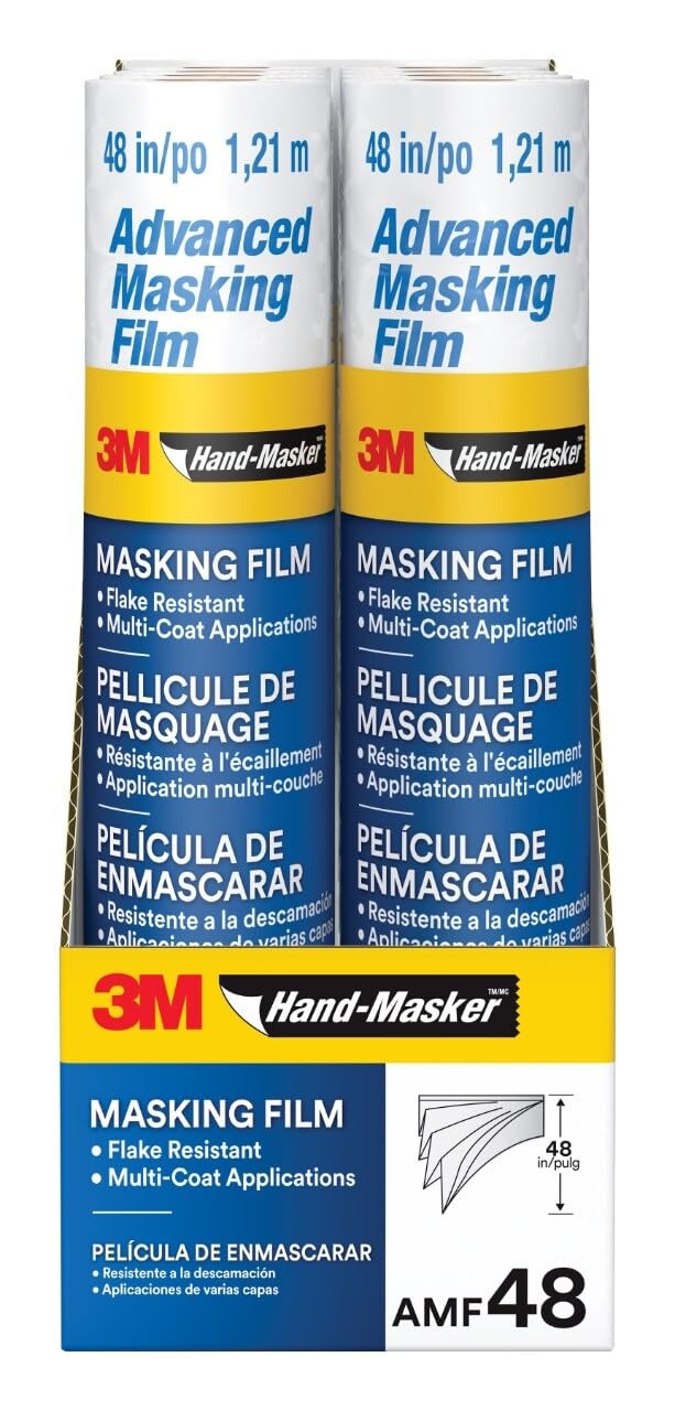 3M Hand Masker Advanced Masking Film, 8 Rolls, 48 in x 180 ft, Static Cling K…