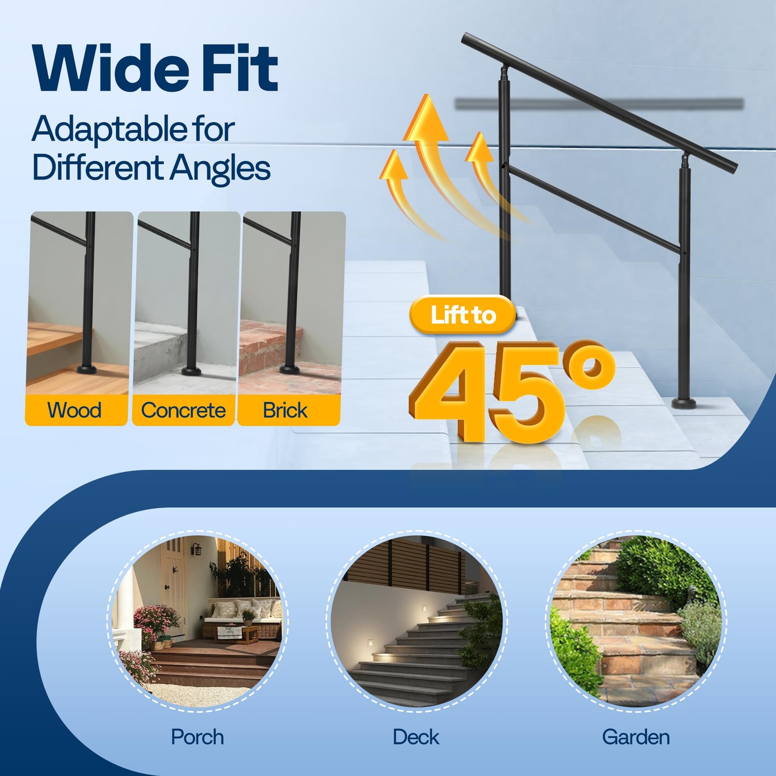 Vivohome 2-Pack Hand Rails For Outdoor Steps Galvanized Steel Railing Straight