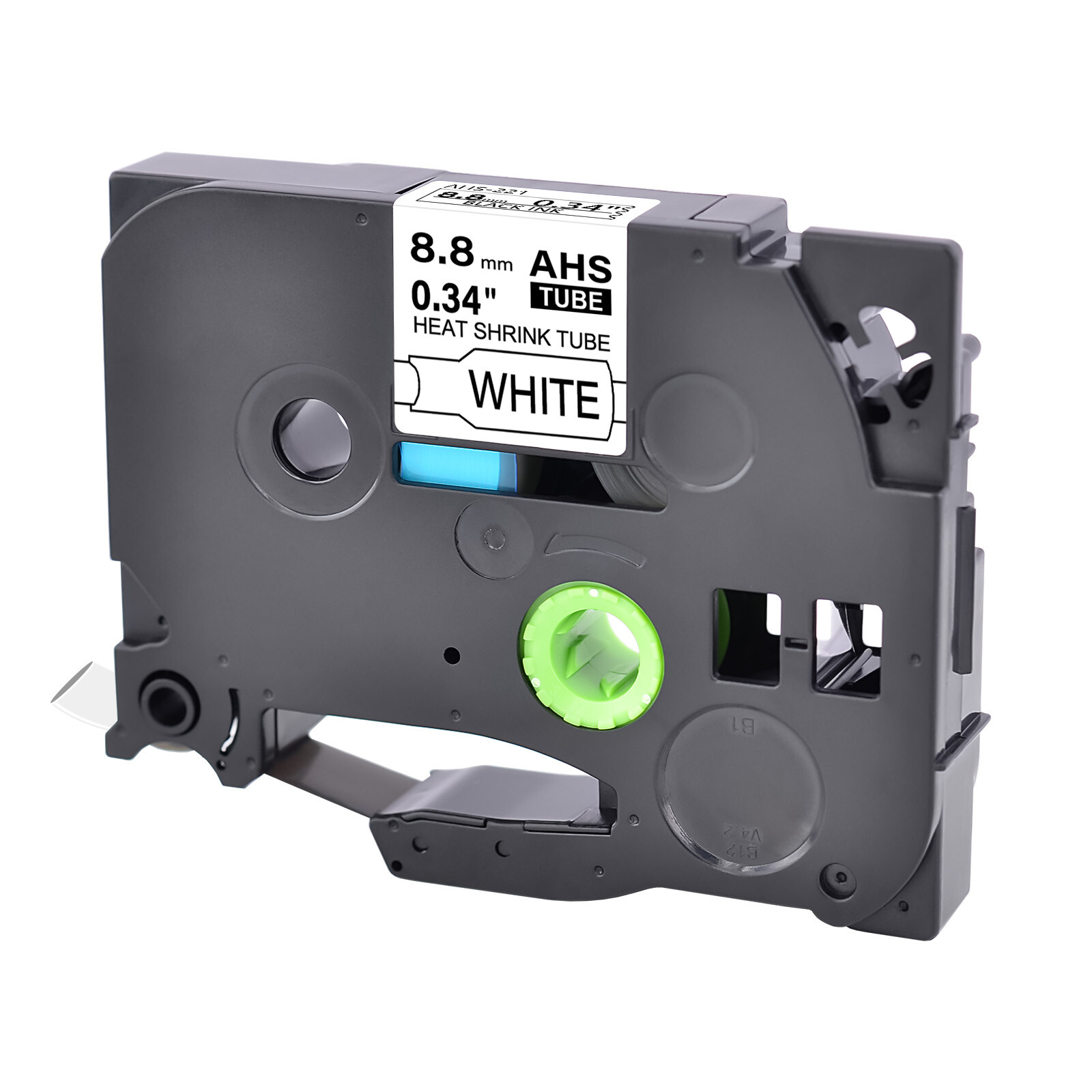 Black on White Heat-Shrink Tube Label Tape for Brother HSe-221 HSe221 8.8mm E500