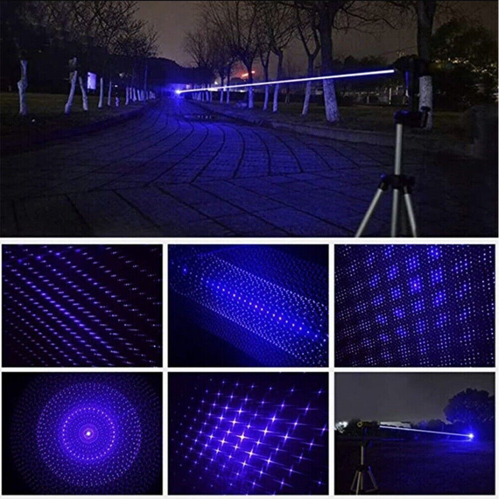 10Watt Adjustable High Powerful Blue Light Pointer Visible Dot Torch Laser