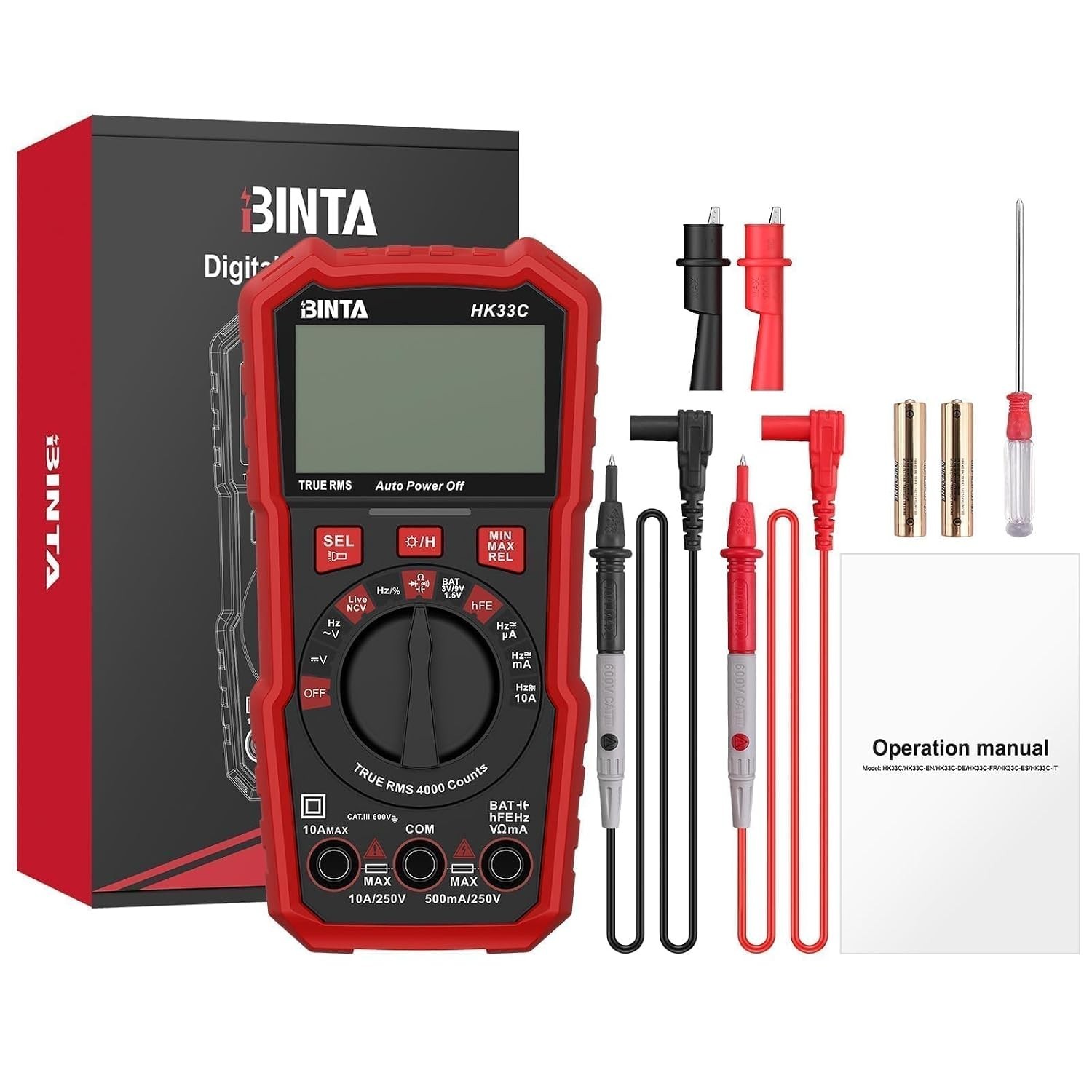 4000 Counts TRMS Digital Multimeter with Auto-Ranging & NCV Live Wire Detection
