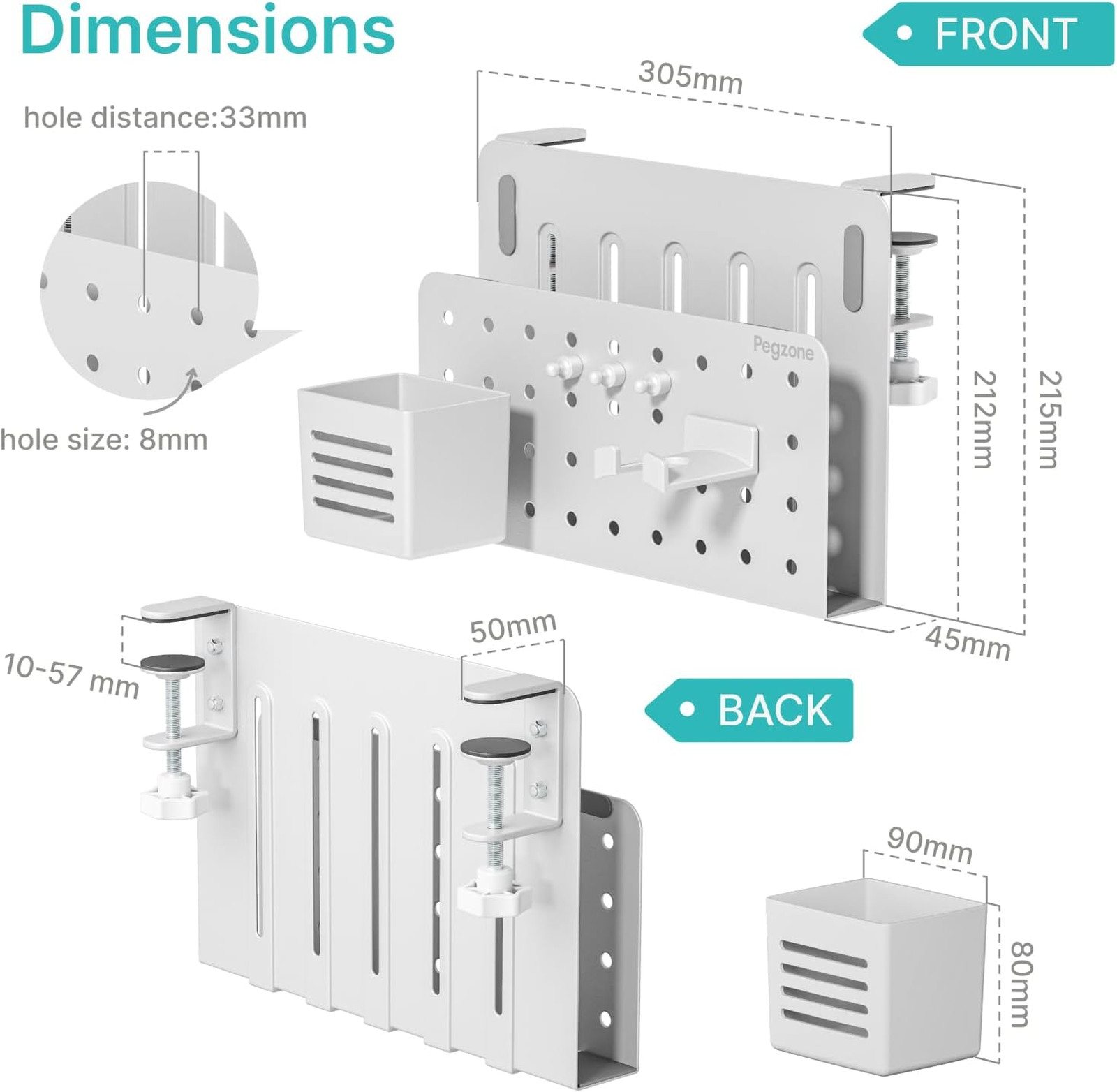 Desk Side Storage Organizer Clamp On Desk, No Drill Under Desk Laptop Holder