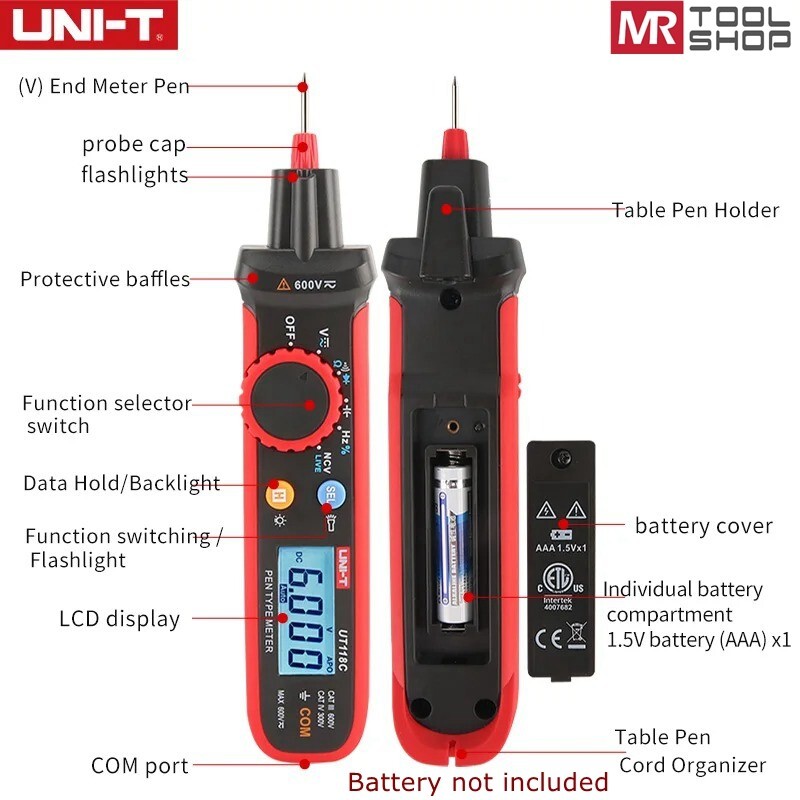 UNI-T UT118C Pen Type Digital Multimeter Volt Tester 6000Bits TRMS NCV/Live Test
