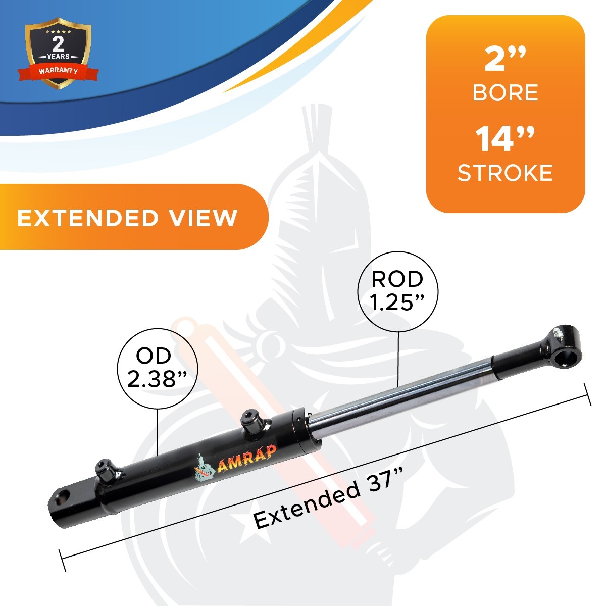 2×14 Hydraulic Cylinder 2″ Bore 14″ Stroke – Double Acting Welded Tang Universal