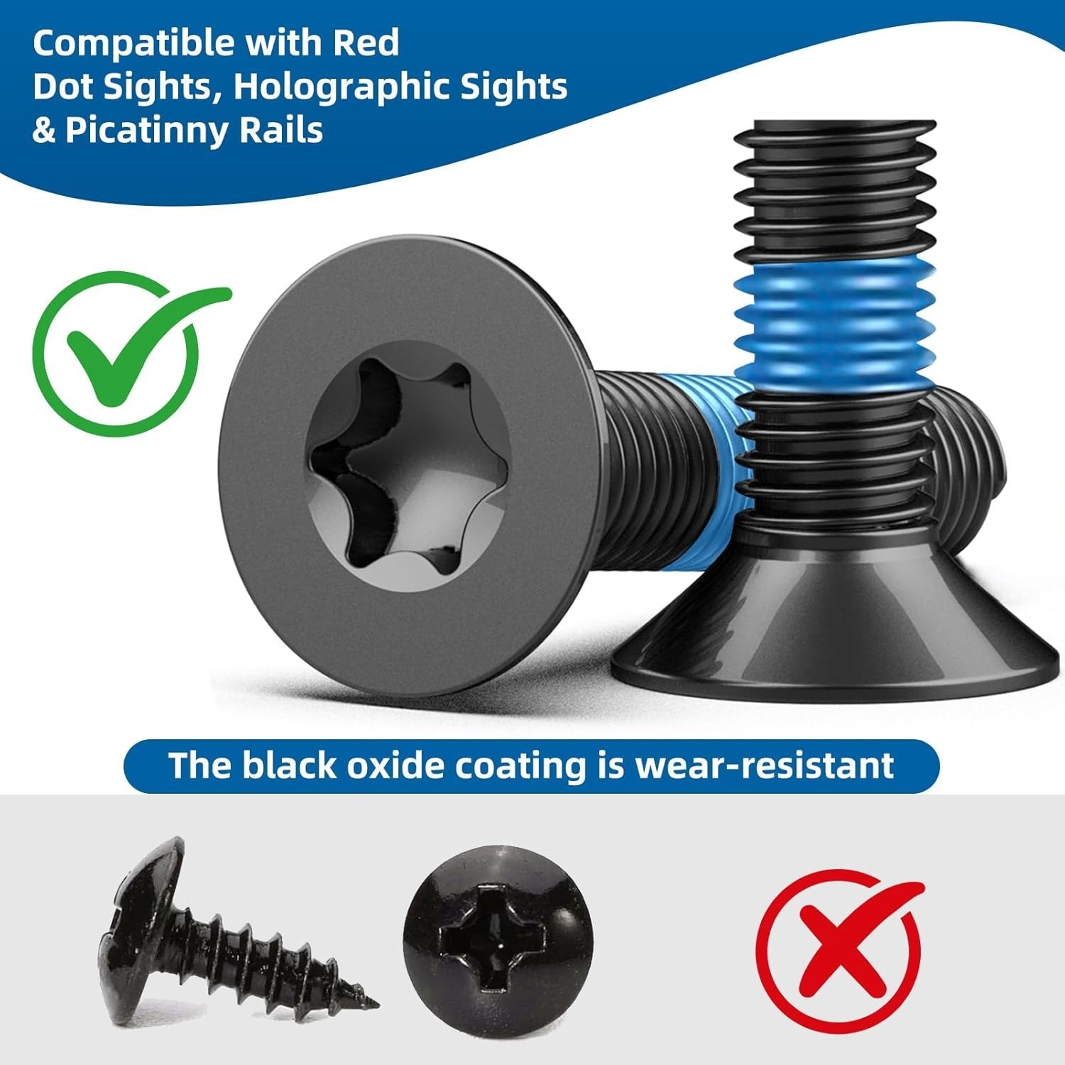 101Pcs Red Dot Sights Screws Kit – Alloy Steel Flat Head Screws for Optics Mo…
