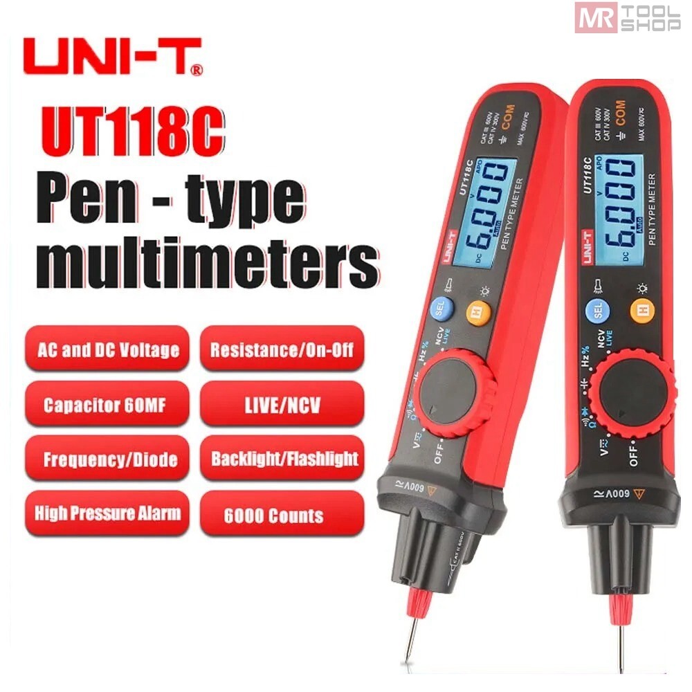 UNI-T Pen Type Digital Multimeter Volt Tester 6000Bits TRMS NCV/Live Test UT118C