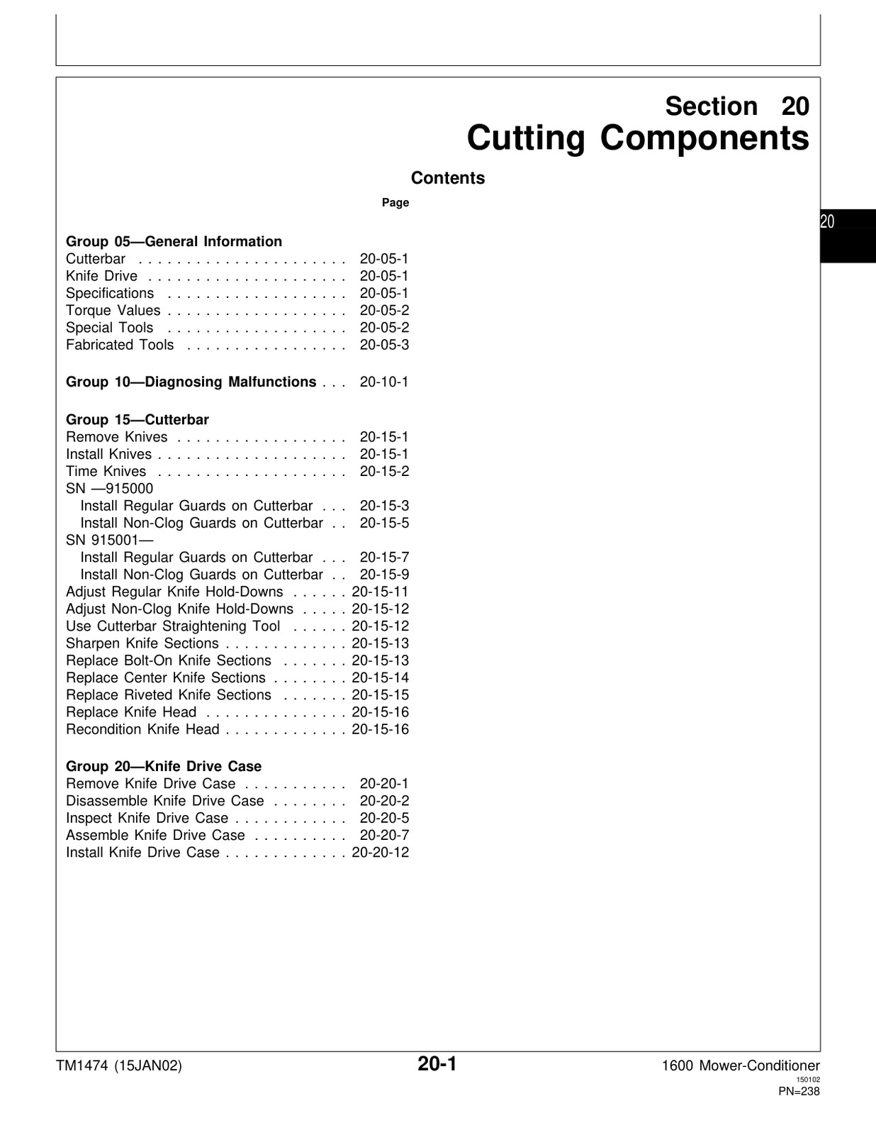 John Deere 1600 Mower-Conditioner Service Manual TM1474 USB