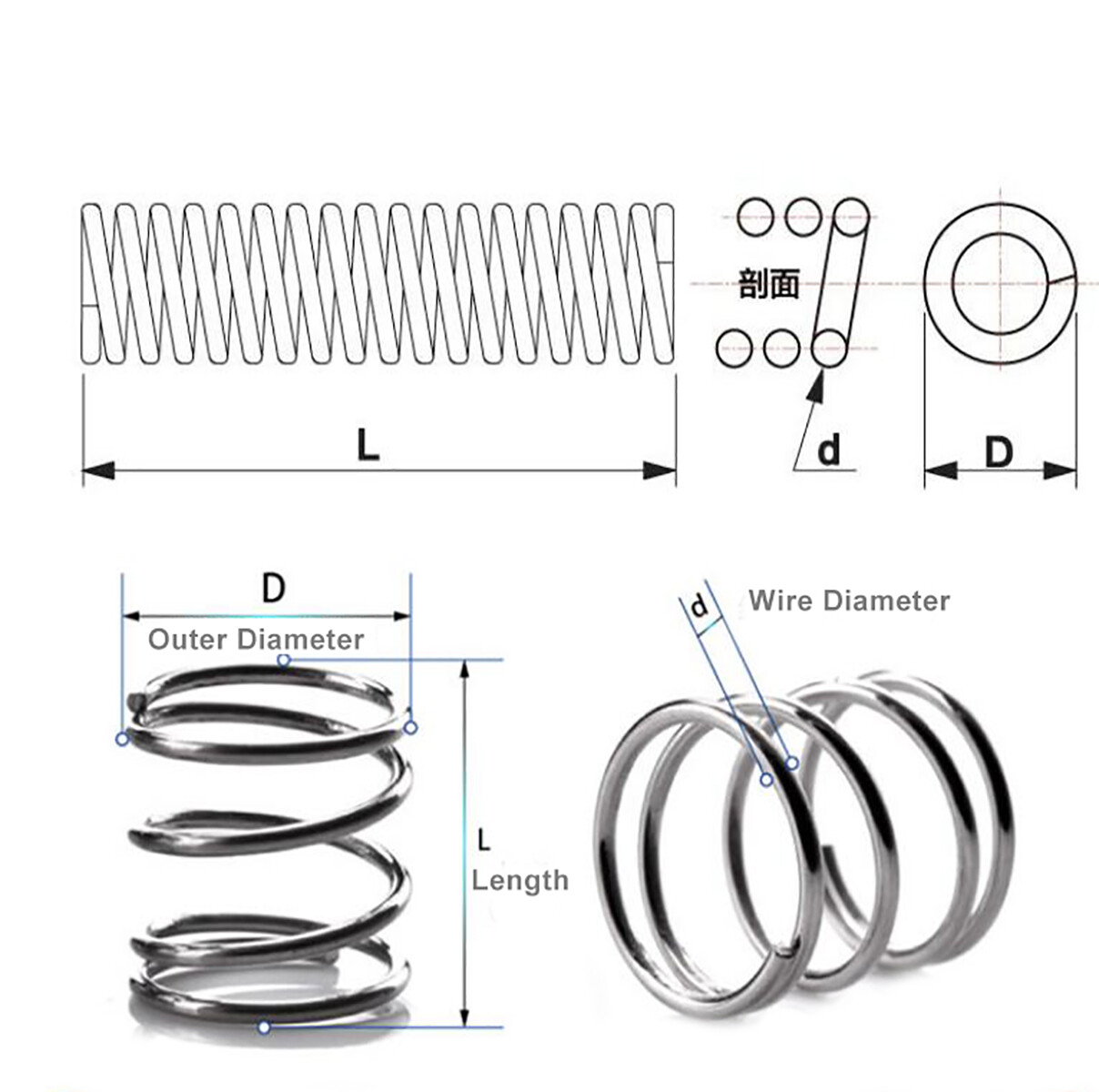 Dia 0.2mm Compression Pressure Spring OD 1.5-2-2.5-3-4mm Stainless Steel A2 Wire