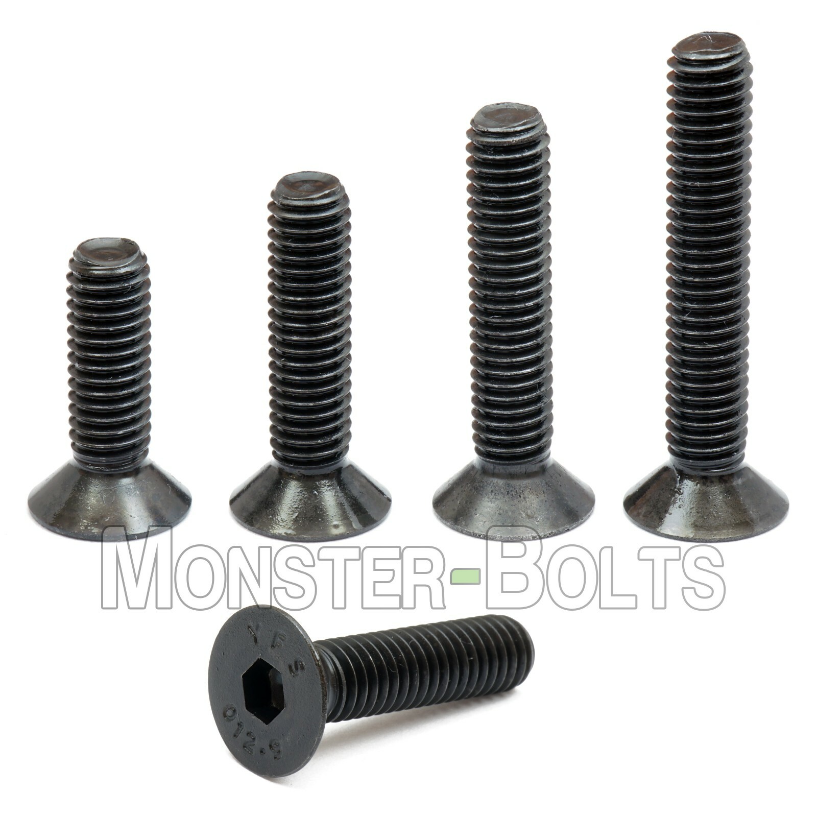 M6 Flat Head Socket Cap Screws, 12.9 Steel w/ Black Oxide DIN 7991, 1.0 Coarse
