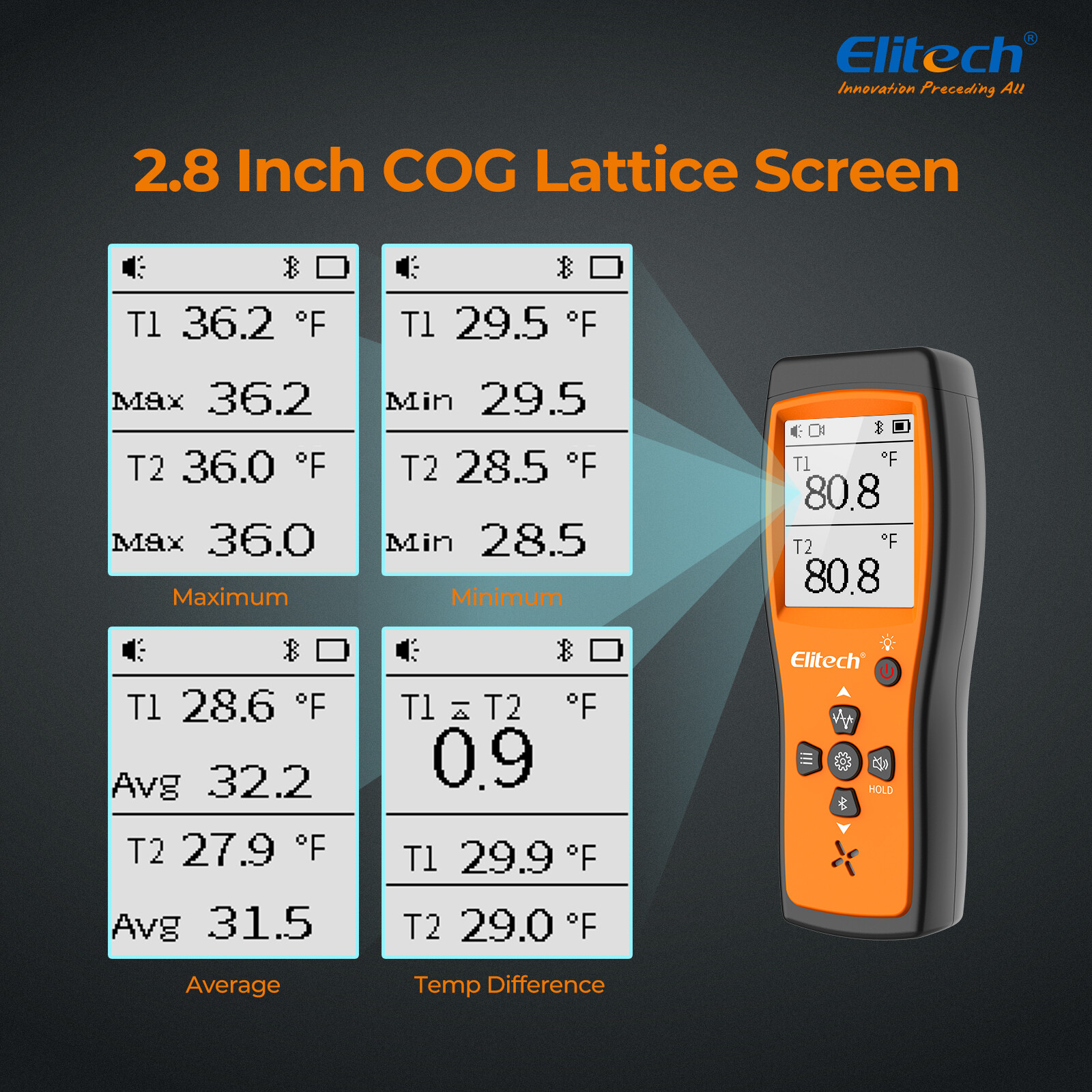 Used Elitech VGW-760 Wireless Digital Vacuum Gauge LCD Display APP Control