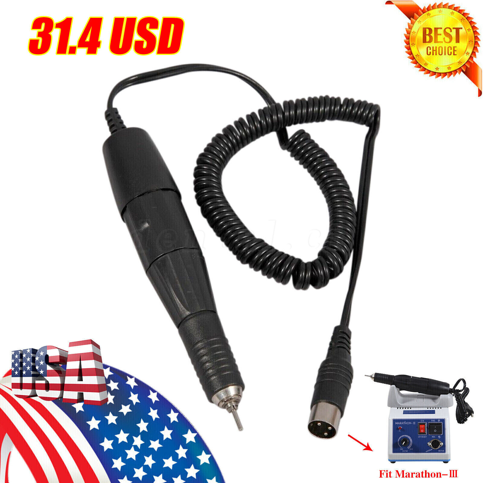 Marathon Dental Lab Electric Polishing Micromotor /35K RPM Motor Handpiece /Burs