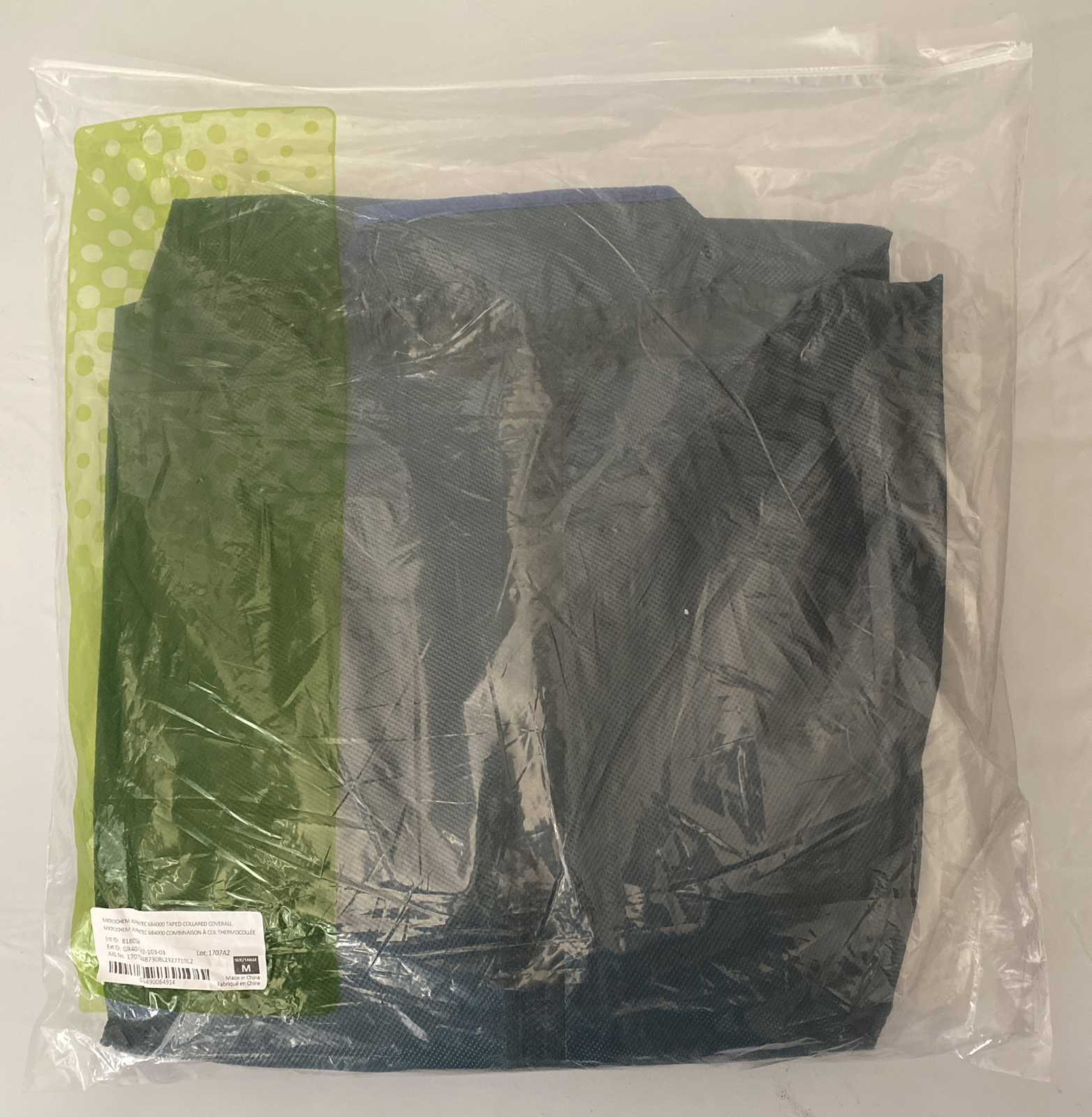 Ansell Microchem Alphatec 684000 Taped Collared Coverall Size Medium
