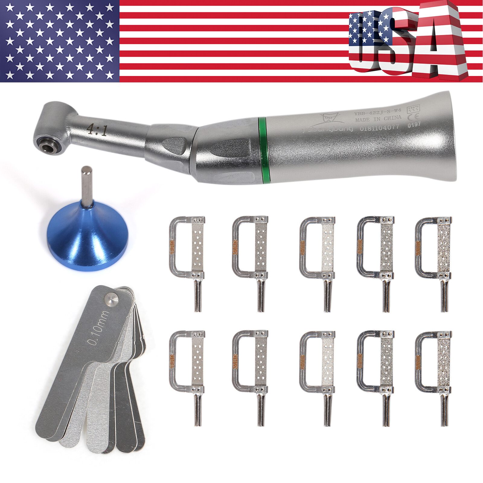 4:1 Reduction Dental Contra Angle IPR Handpiece & 10 Interproximal Strips Kit st