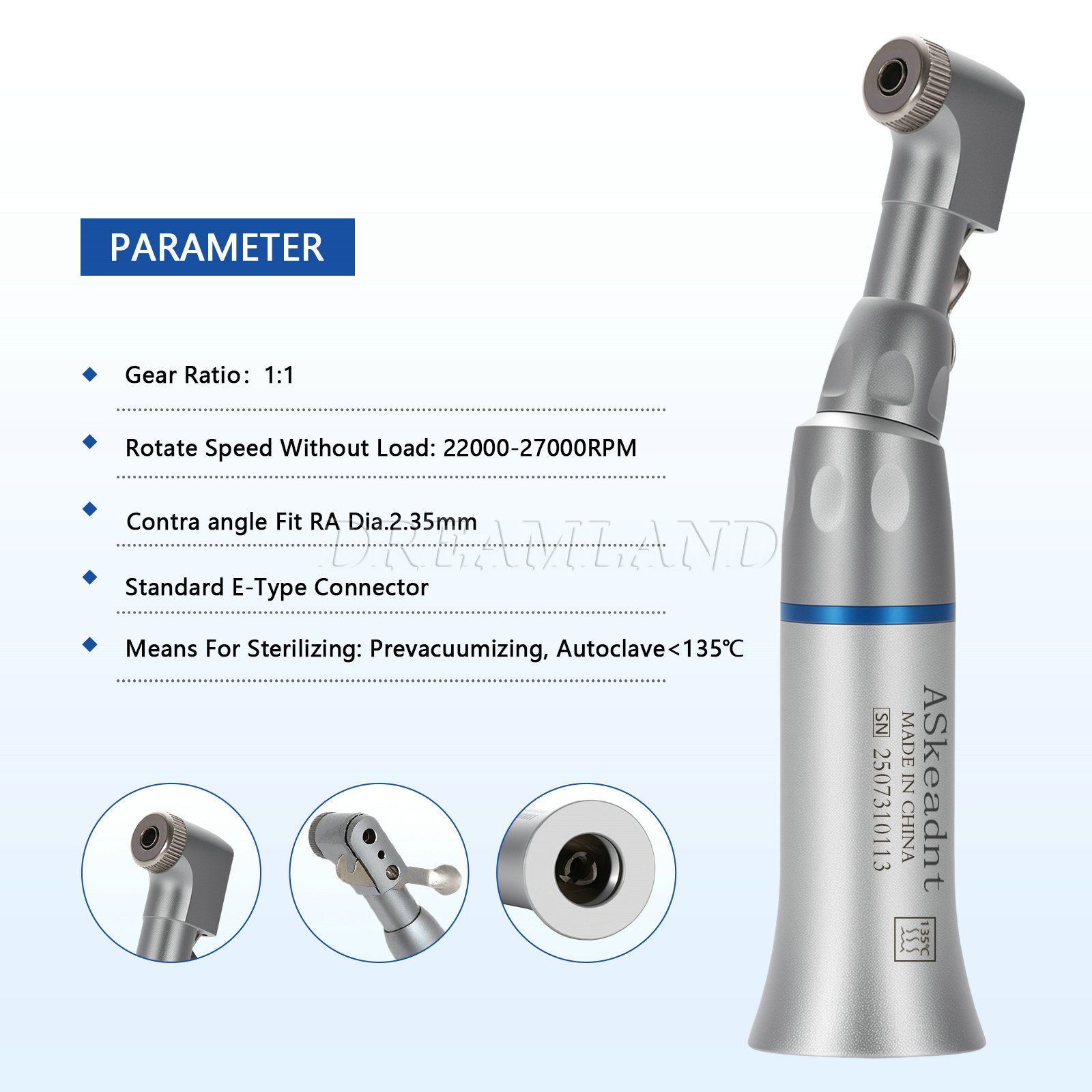 Dental Contra angle Handpiece Latch E type Slow low speed Fit NSK Motor YPWJ