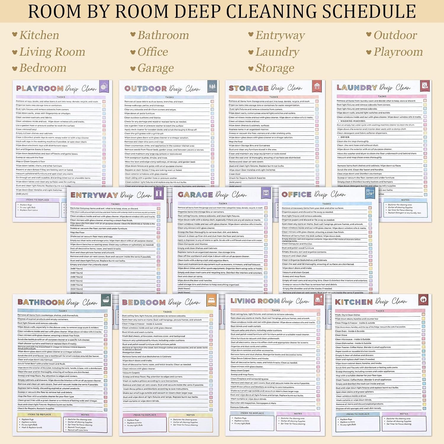 ADHD Cleaning Planner Daily Weekly Monthly Cleaning Checklist Organizer Journal