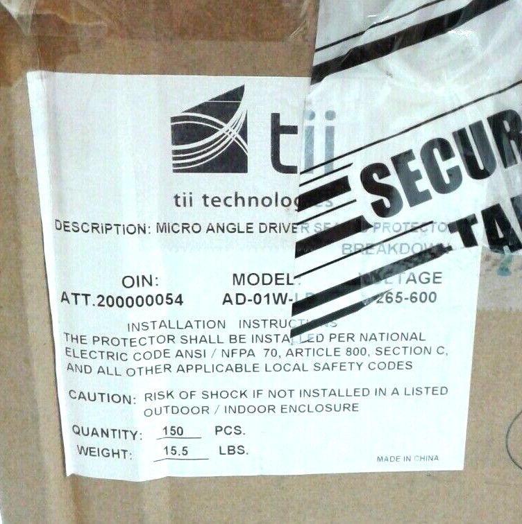 TII Technologies AD-01W-LP Micro Angle Driver Sealed Protector 265-600V Qty. 95