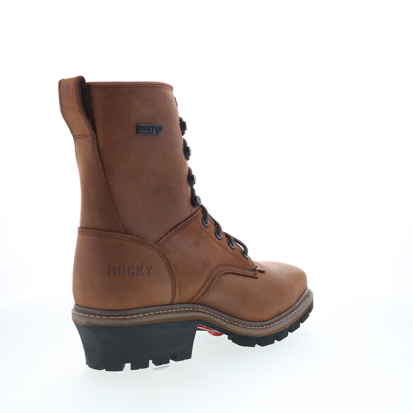 Rocky Square Toe Logger Composite Toe WP 9″ Work Boot Mens Brown Work Boots
