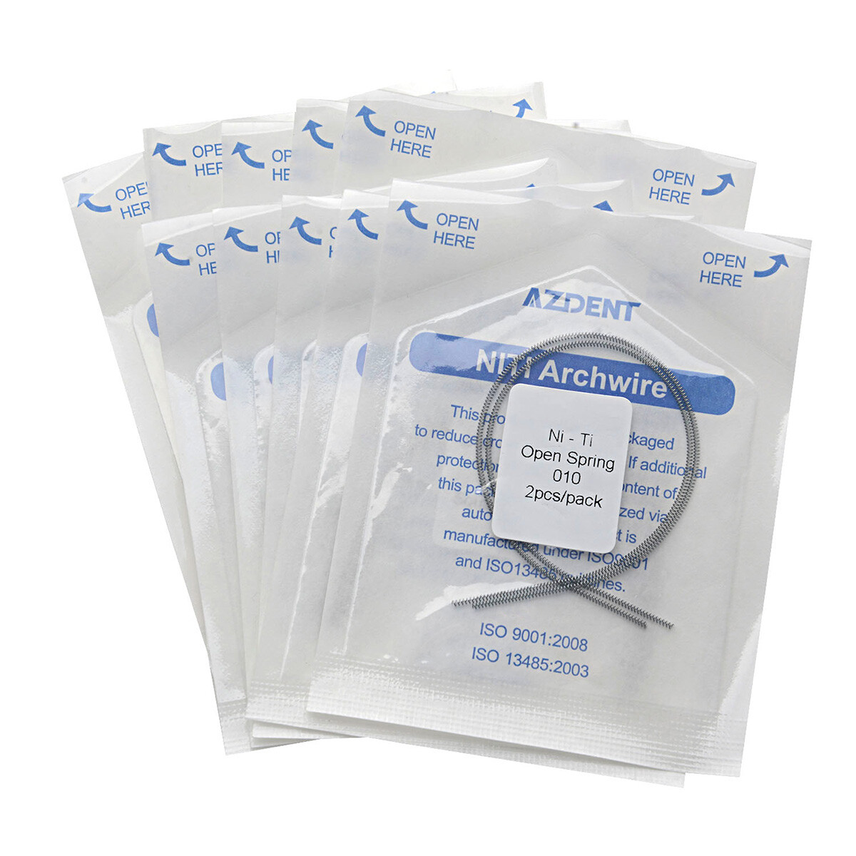 AZDENT Dental Orthodontic Niti Open Coil Spring 0.010/0.012*180mm 2PCS/Pack
