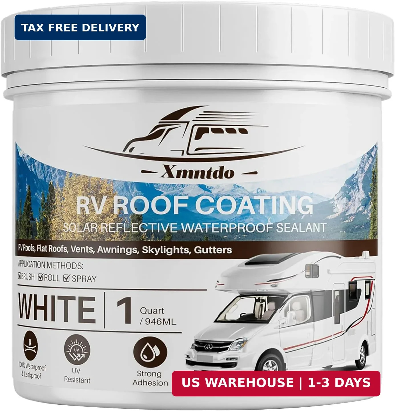 RV Roof Coating – White, 1 Quart (32oz) – Waterproof Solar Reflective Sealant fo