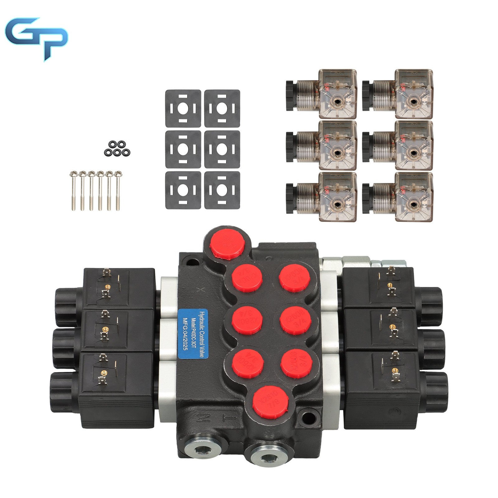 Hydraulic Control Valve Double Acting 13 GPM 3600PSI 3Spool Solenoid 12V DC