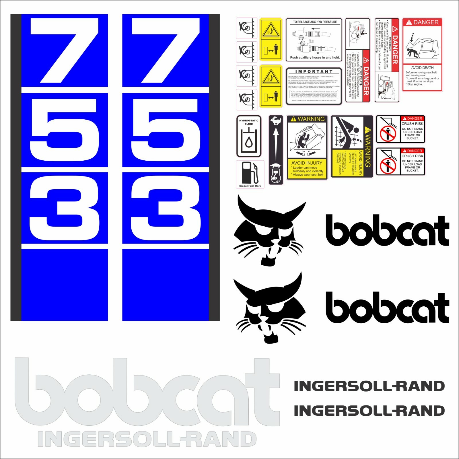 Bobcat 753 v3 SET Skid Steer Vinyl Decal Sticker – Aftermarket
