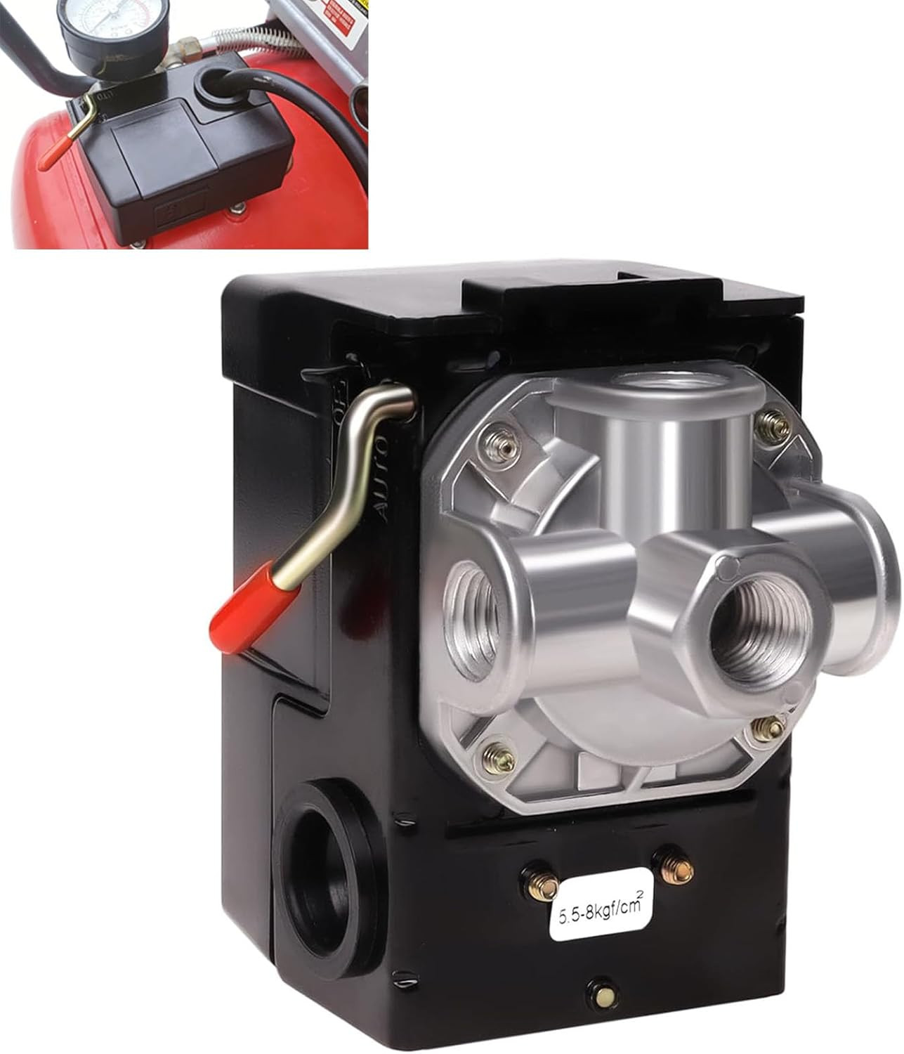 Air Compressor Pressure Switch LF10-4H, 4 Port 1/4″ NPT, 95-125 PSI Pressure Con