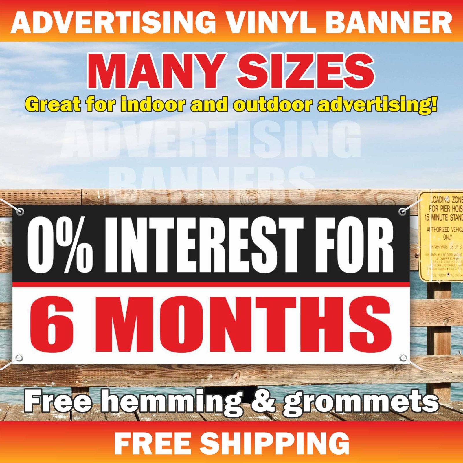 INTEREST 0% 6 MONTHS Advertising Banner Vinyl Mesh Sign Loan Insurance Bank Cash