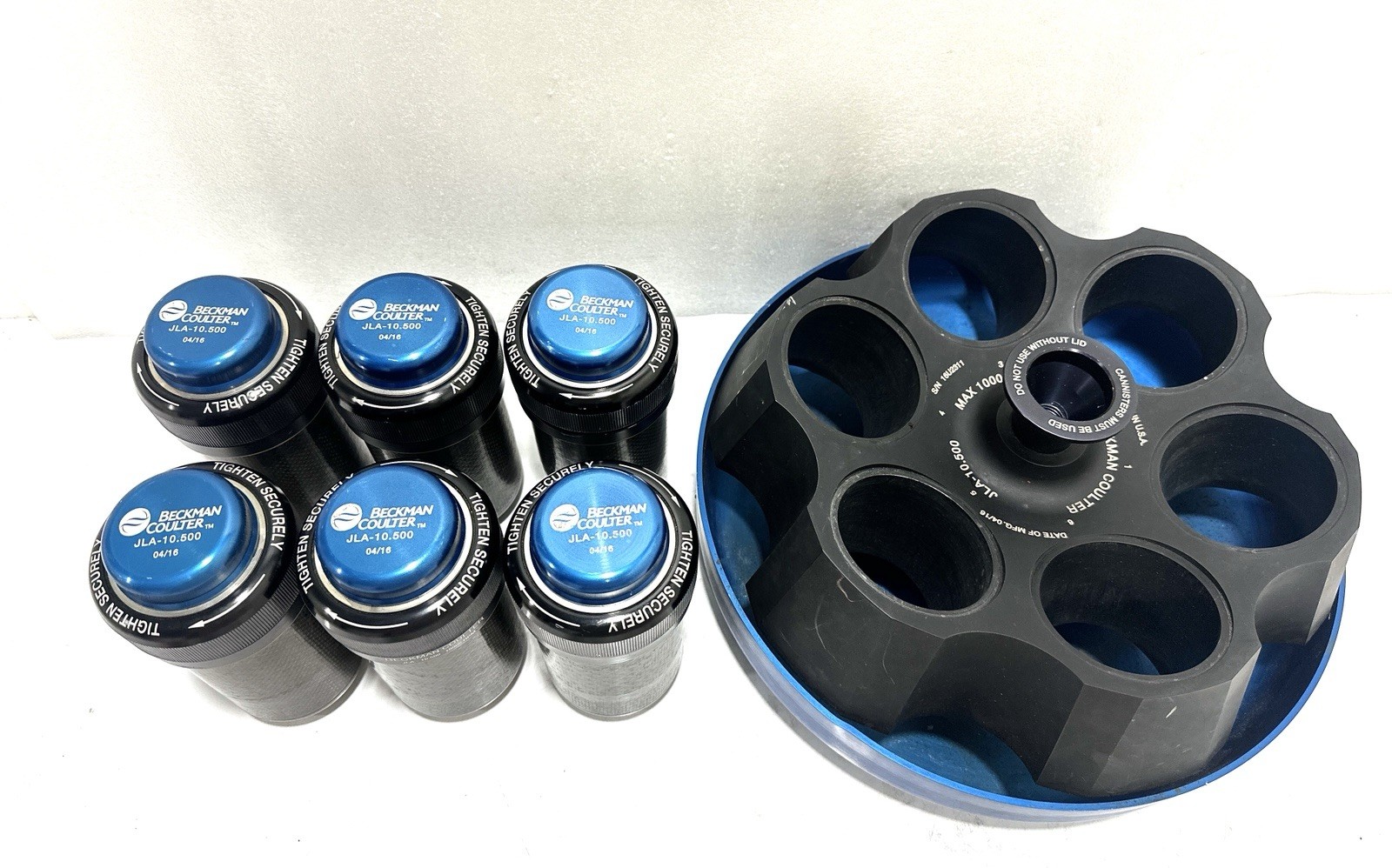Beckman Coulter JLA-10.500 Fixed Angle Rotor 10,000 RPM Includes Canisters 6×500