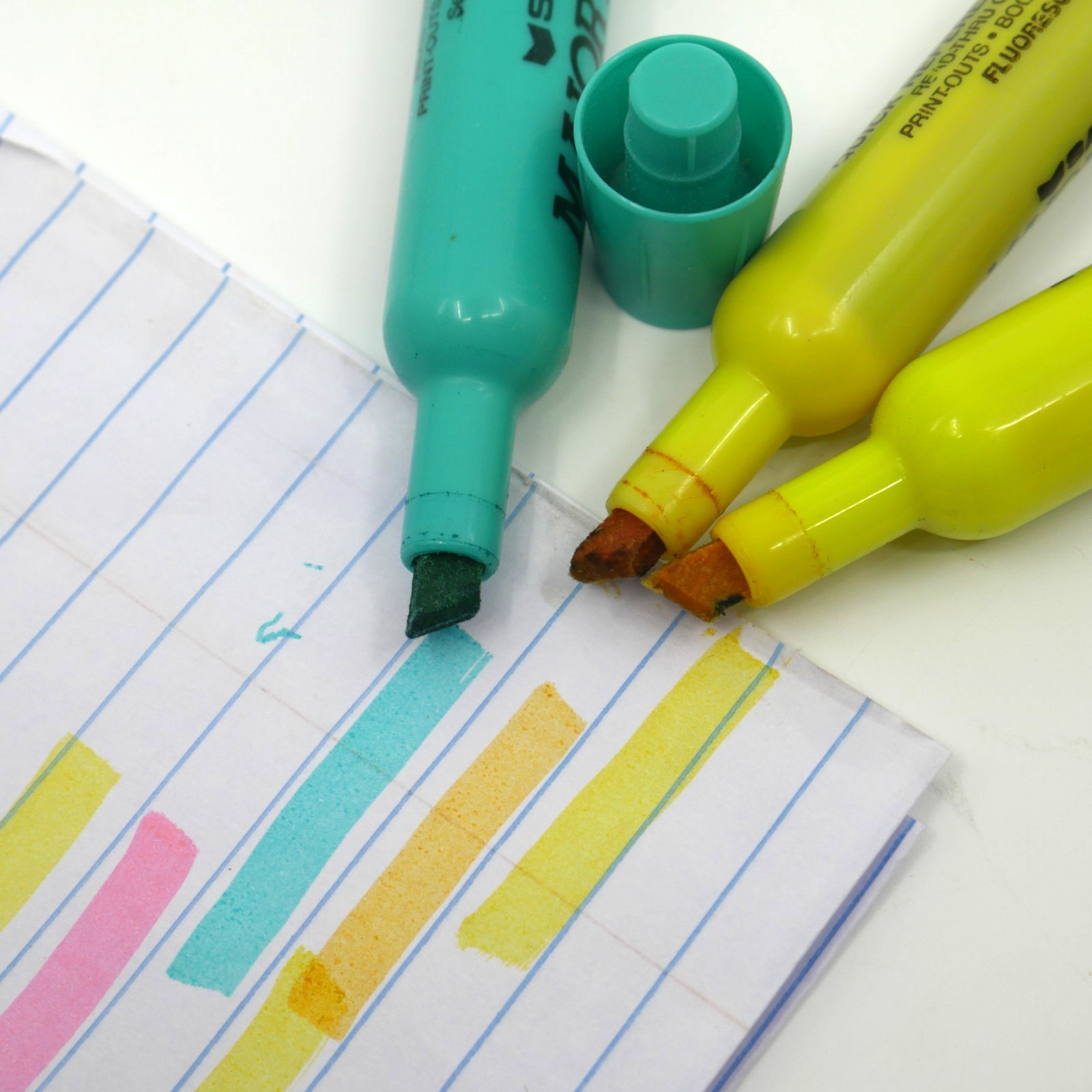 7 Vintage Sanford Major Accent Highlighters set Broad Point hot pink blue yellow