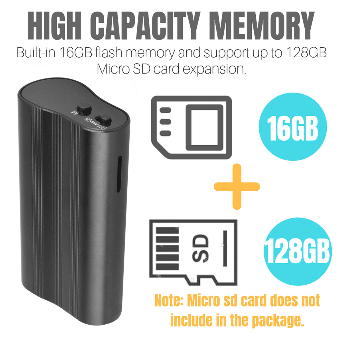 500 Hr 16GB Spy Digital Voice Activated Recorder Mini Audio Magnetic MP3 Player