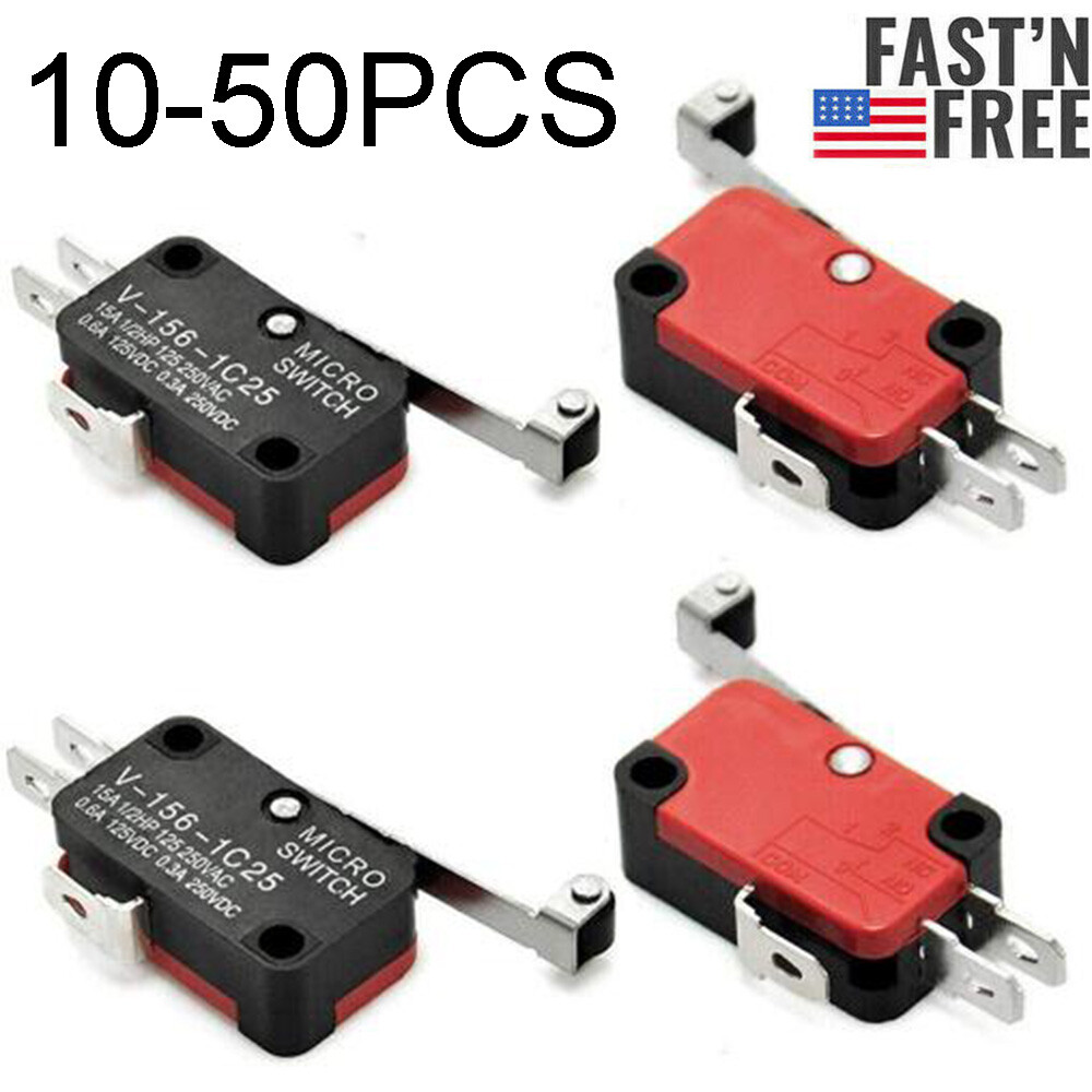 V-156-1C25 Limit Micro Switch Long Straight Hinge Roller Momentary SPDT 10-50PCS
