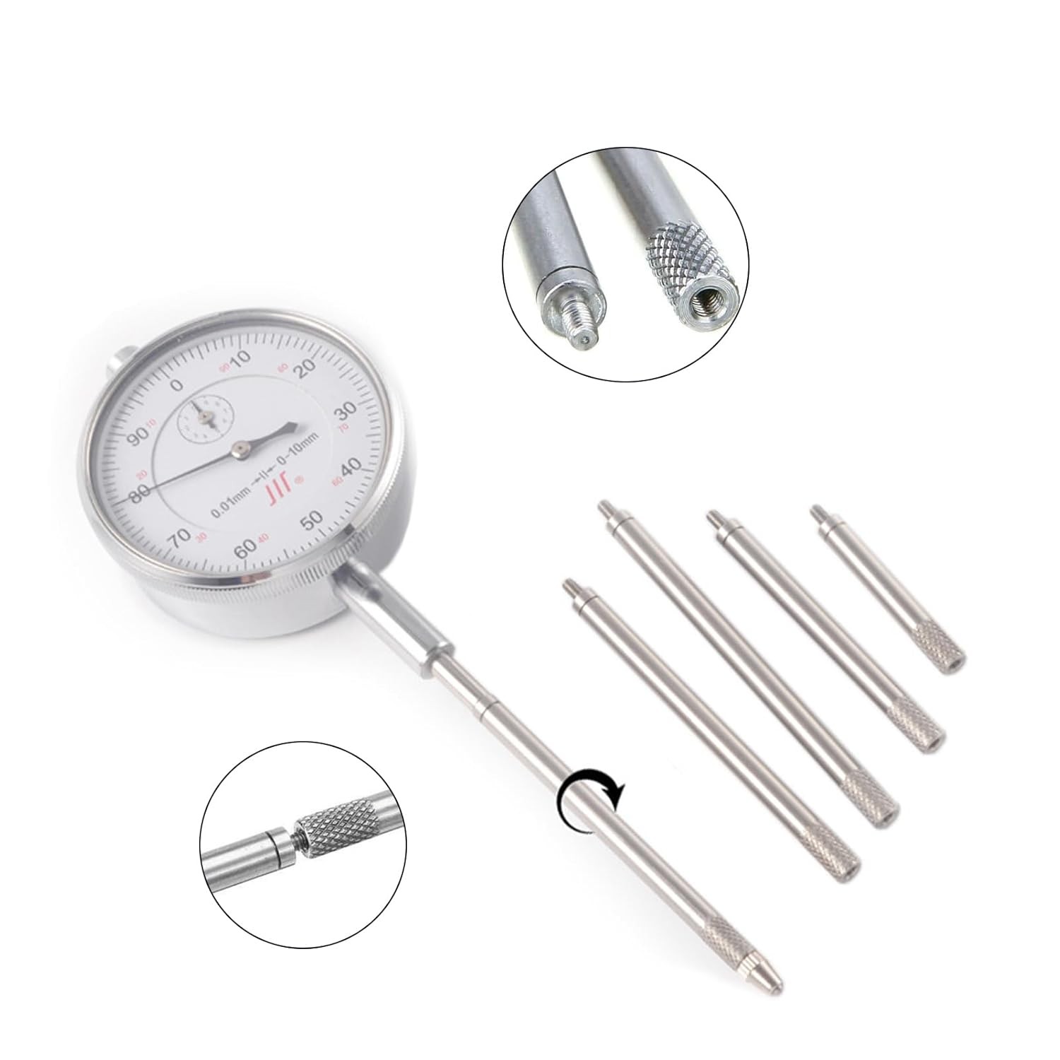 6pcs Dial Indicator Extension Stem Rod, 1″,2″,3″,4″,5″,6″,Electrical Digital