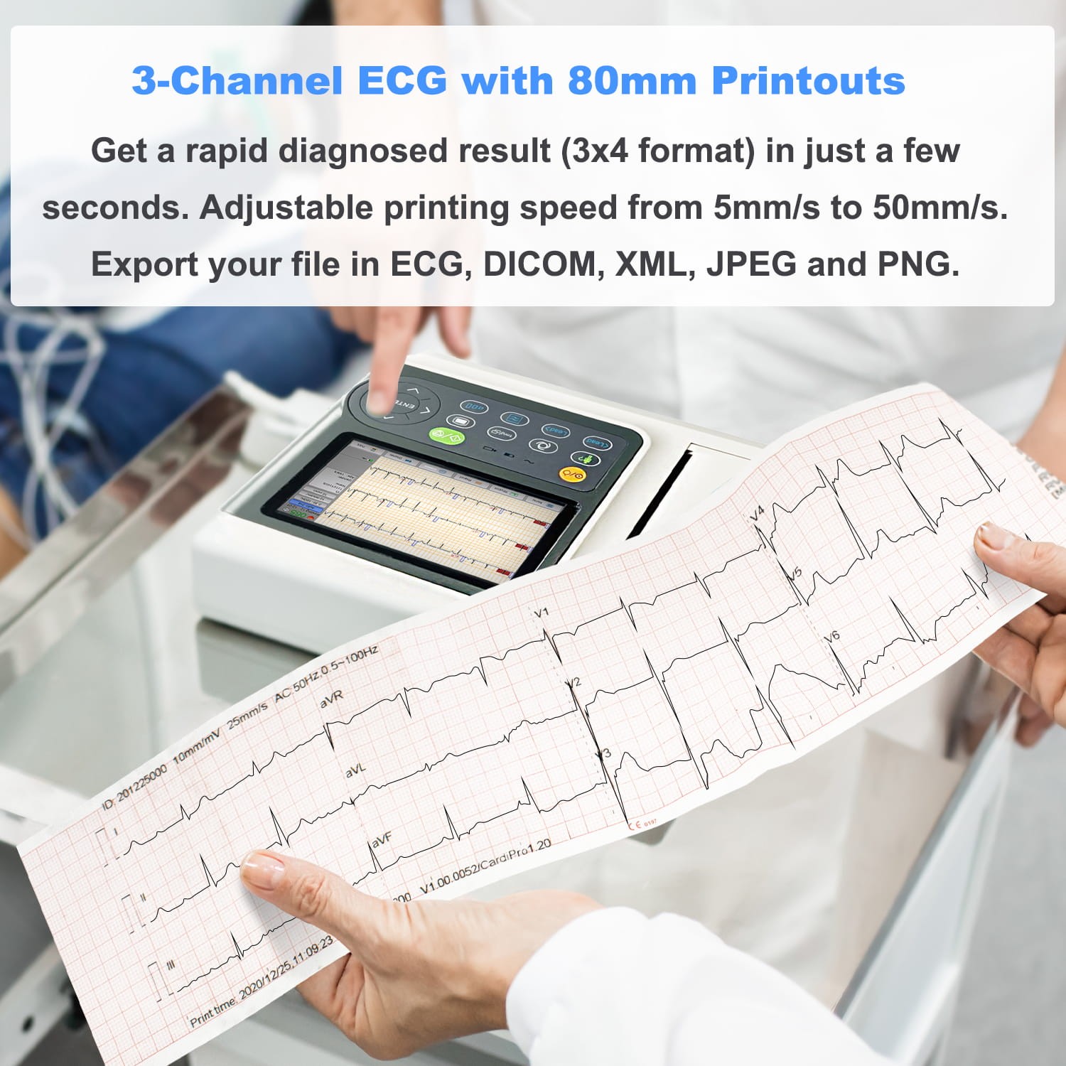 12 Lead ECG/EKG Machine w Interpretation Electrocardiograph Auto-analysed Result