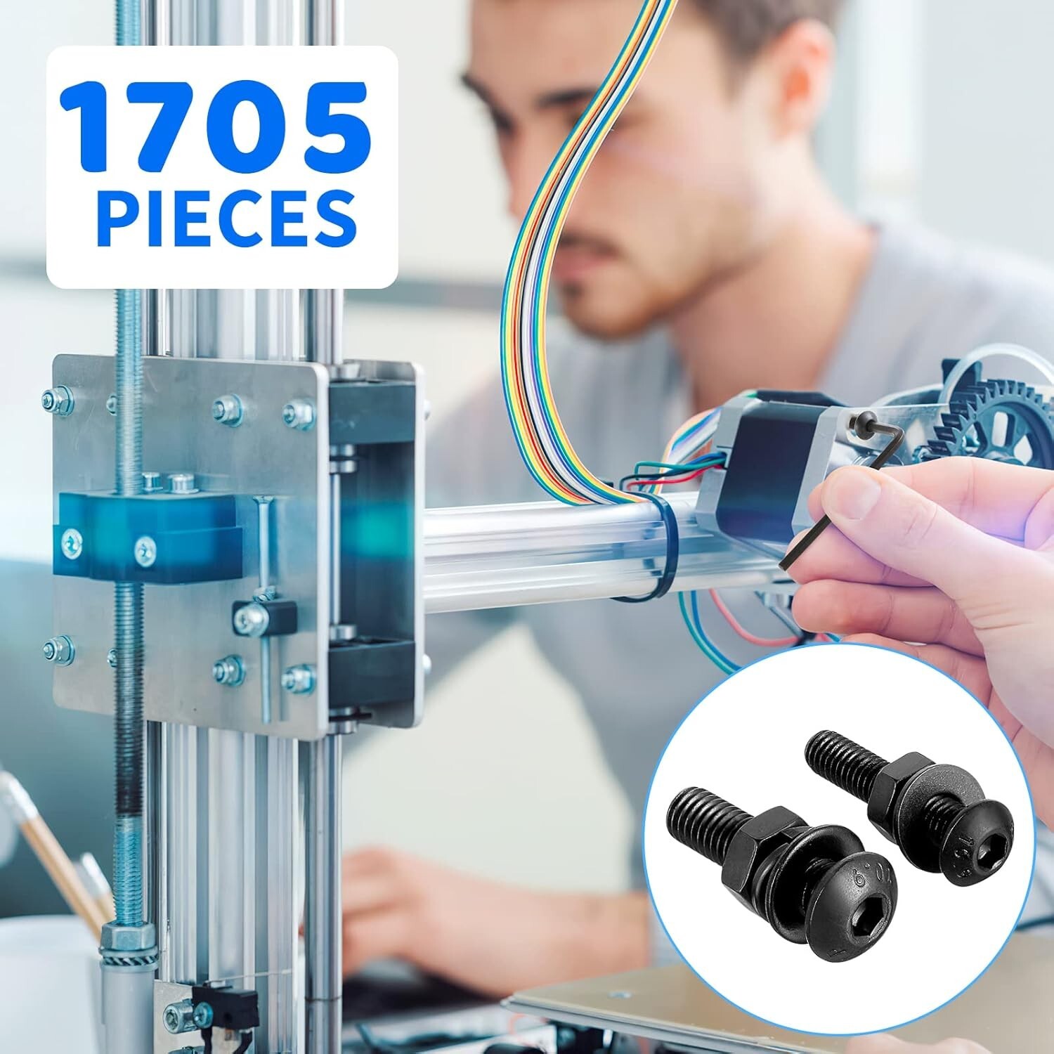 1705 Pcs Machine Screw Assortment Kit, M2 M3 M4 M5 Metric Bolts and Nuts Kit wit
