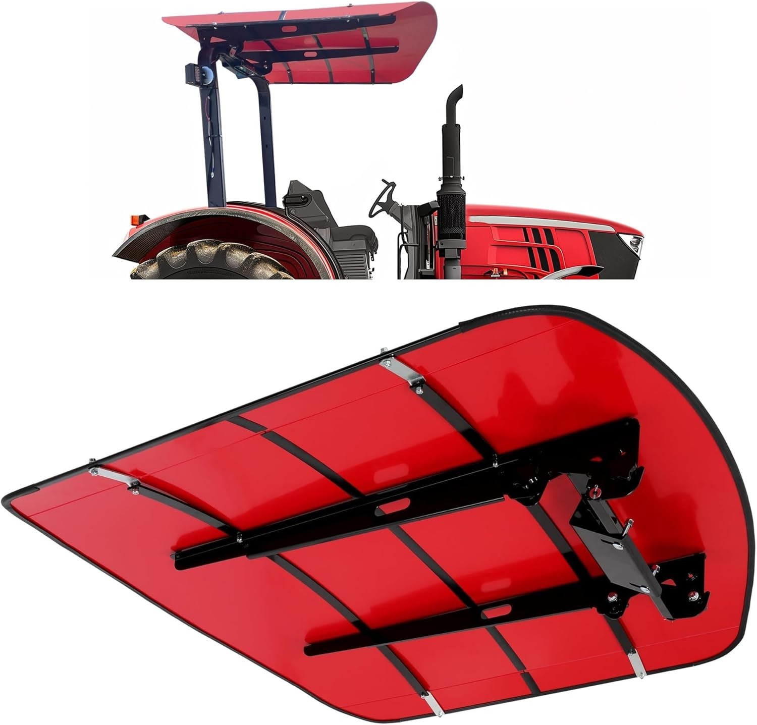 Sun Shield Tuff Top Tractor Canopy – Red For 2″ x 2″ or 2″ x 3″ ROPS 48″ X 52″