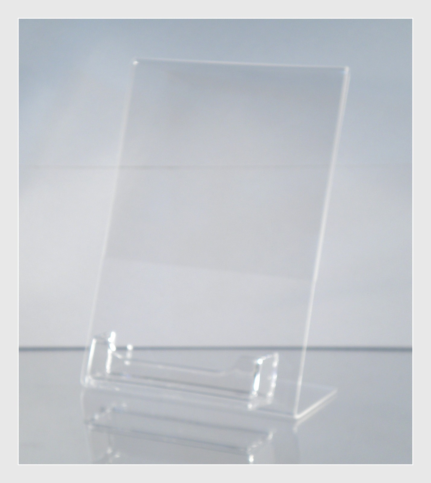 10 Acrylic 5″ x 7″ Slanted Picture Frame Holders with Business Card Holder