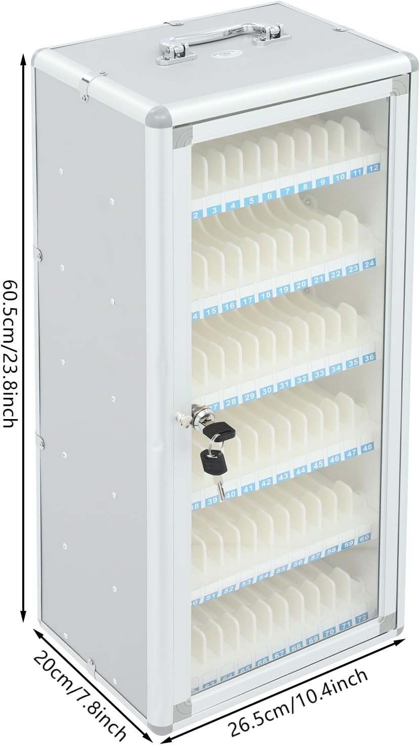 72 Slots Cell Phone Locker Box Cell Phone Lockers Storage Cabinet White