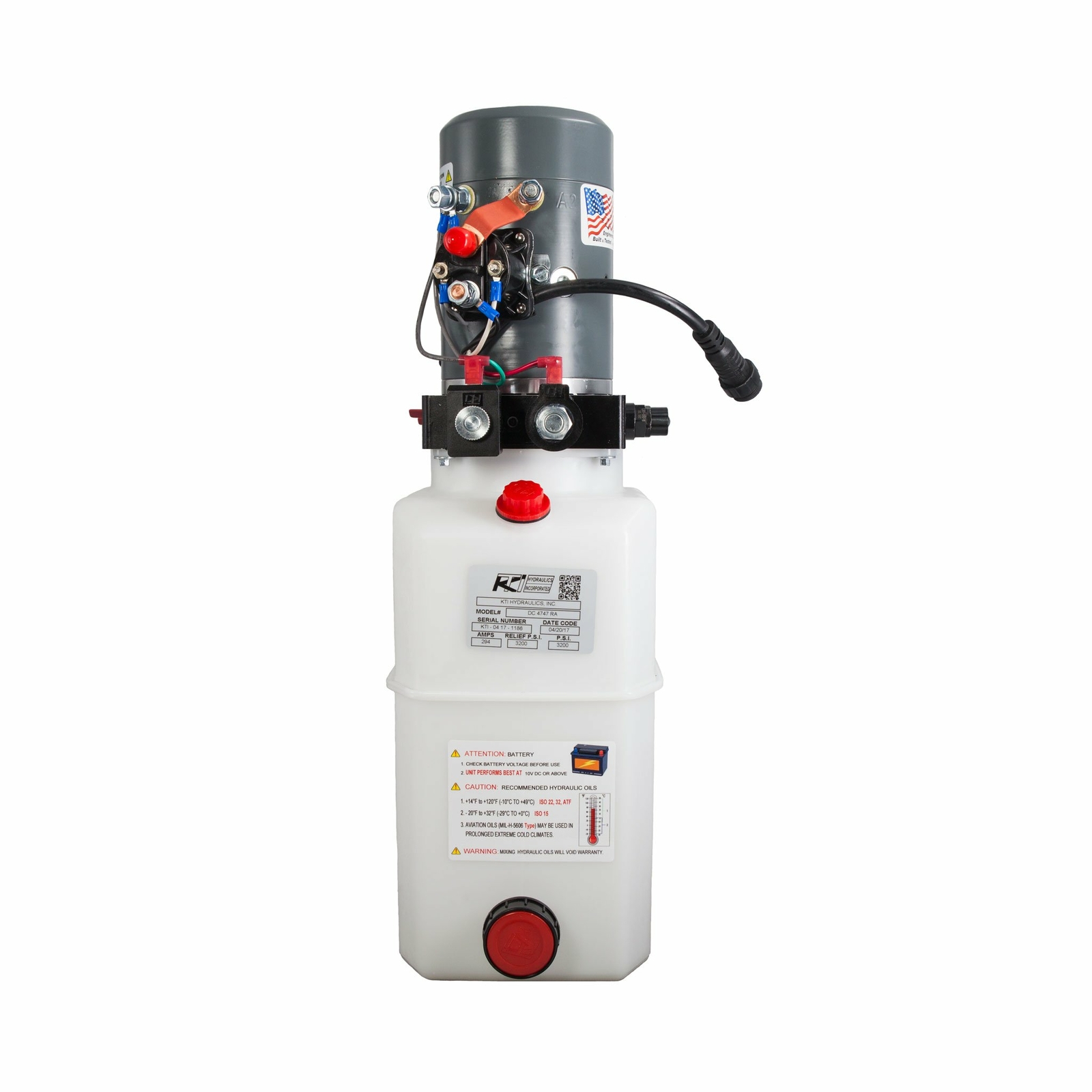 Single & Double Hydraulic Pump For Dump Trailer KTI – 12VDC – 6 Quart Reservoir