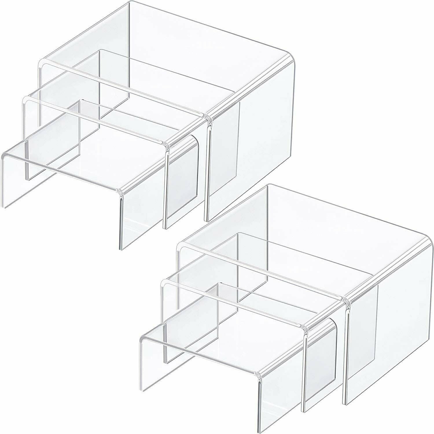6 Pc Small Clear Acrylic Jewelry Display Risers Showcase Fixtures Bakery
