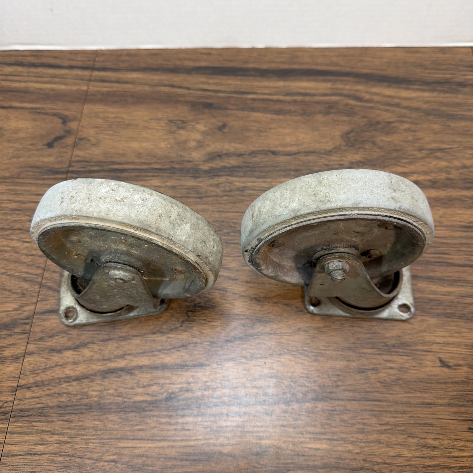 Pair Vintage Colson Quiet Caster Wheels – 5” x 1” – Made USA Model 2-5-65
