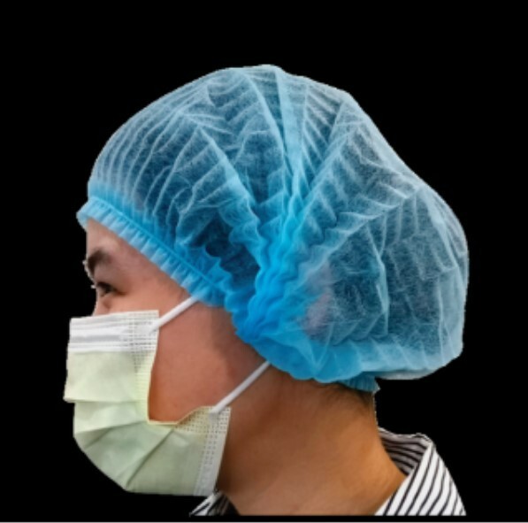 100 Count – Medline 24″ Blue Bouffant Cap Non Woven Disposable Hairnet Large