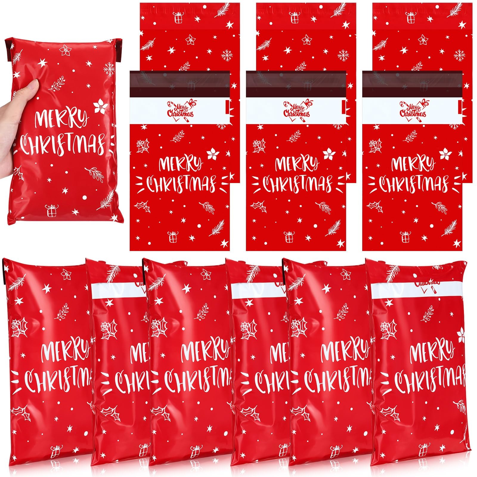 300 Pcs Christmas Poly Mailers 6 x 9 Inch Merry Christmas Shipping Bags for M…