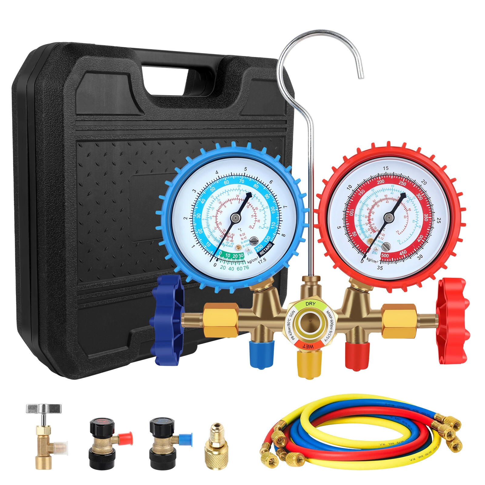 R134A HVAC A/C Refrigeration Kit AC Manifold Gauge Set Auto Service Kit R12 R22