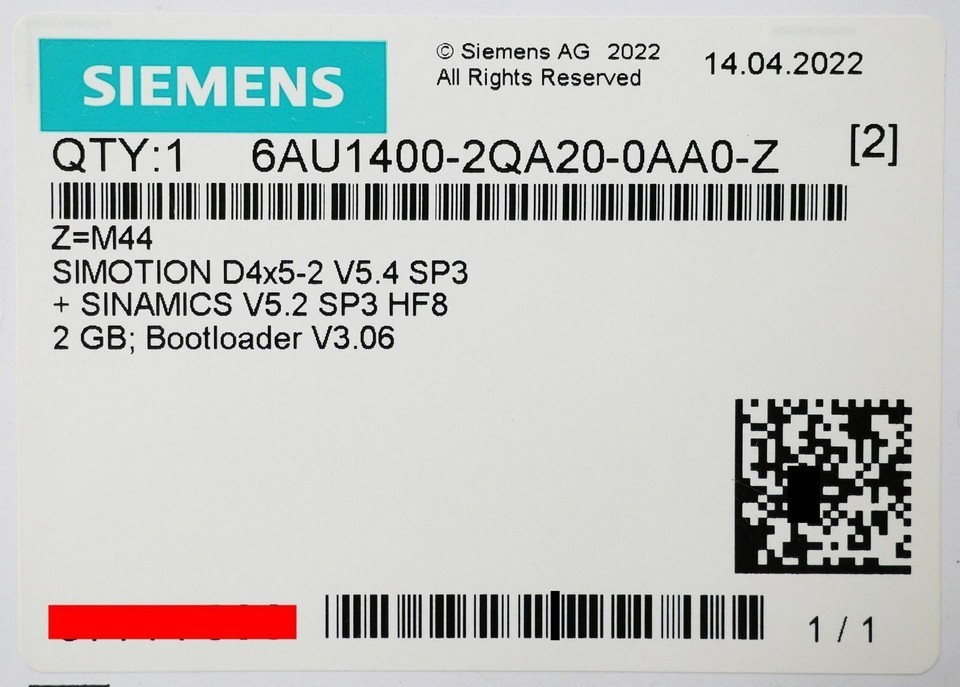 6AU1400-2QA20-0AA0-Z M43 SIEMENS Original Memory Card 6AU1400-2QA20-0AA0-Z M43