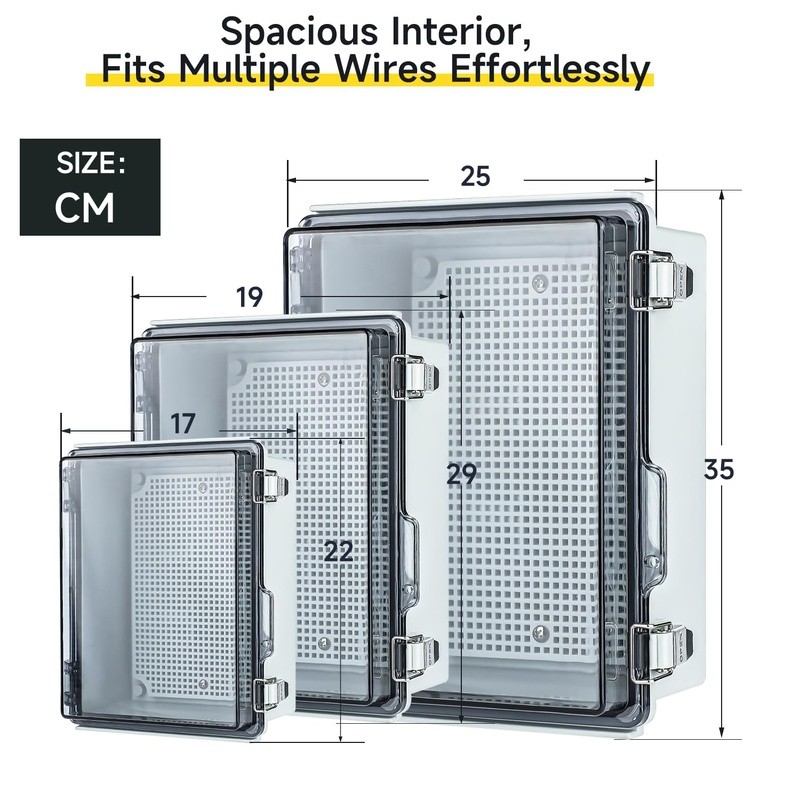 Waterproof Electrical Junction Box IP67 Plastic W/ Clear Cover Outdoor Use