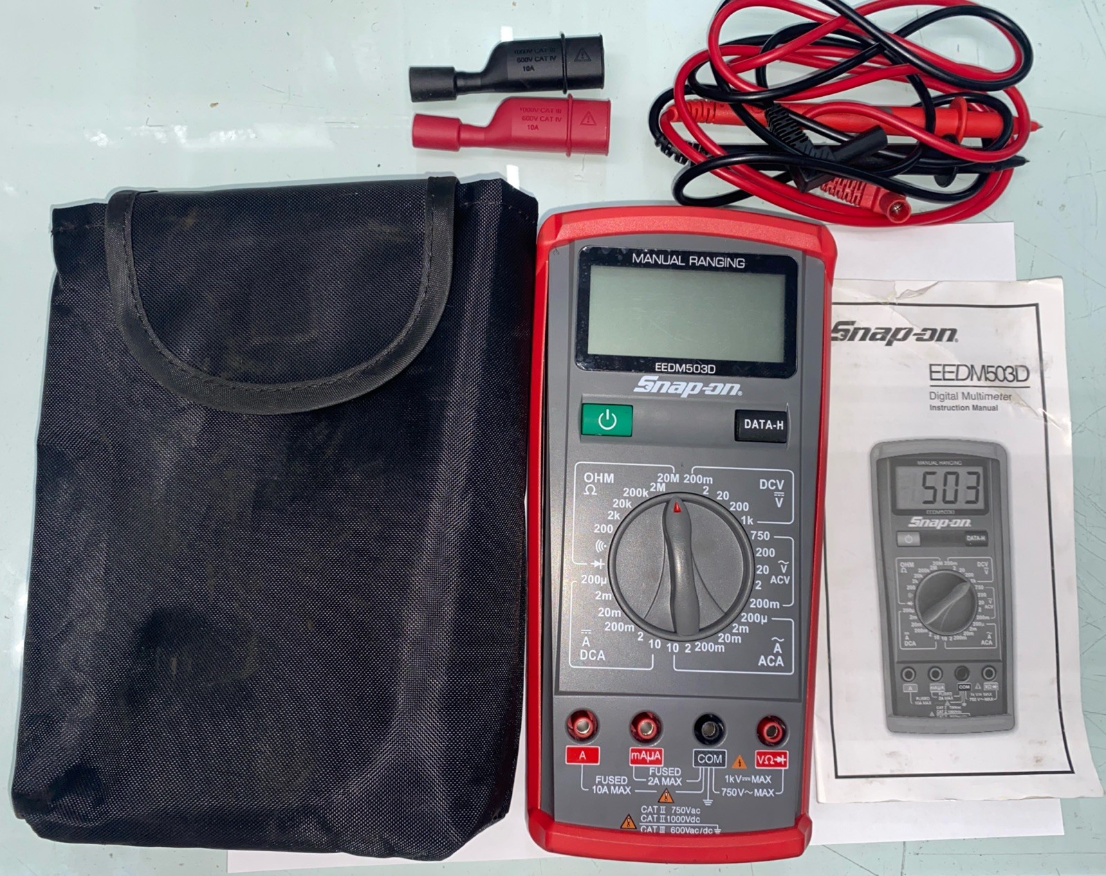SNAP-ON Digital MultiMeter CAT III w/ Probes Bag EEDM503D