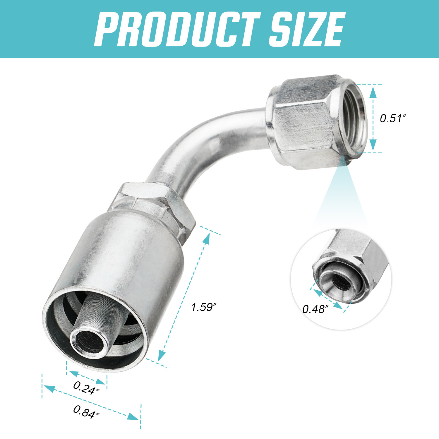 10 Pack 3/8″ JIC 37° Female 90° Elbow Hydraulic Hose Fittings For 3/8″ I.D. Hose